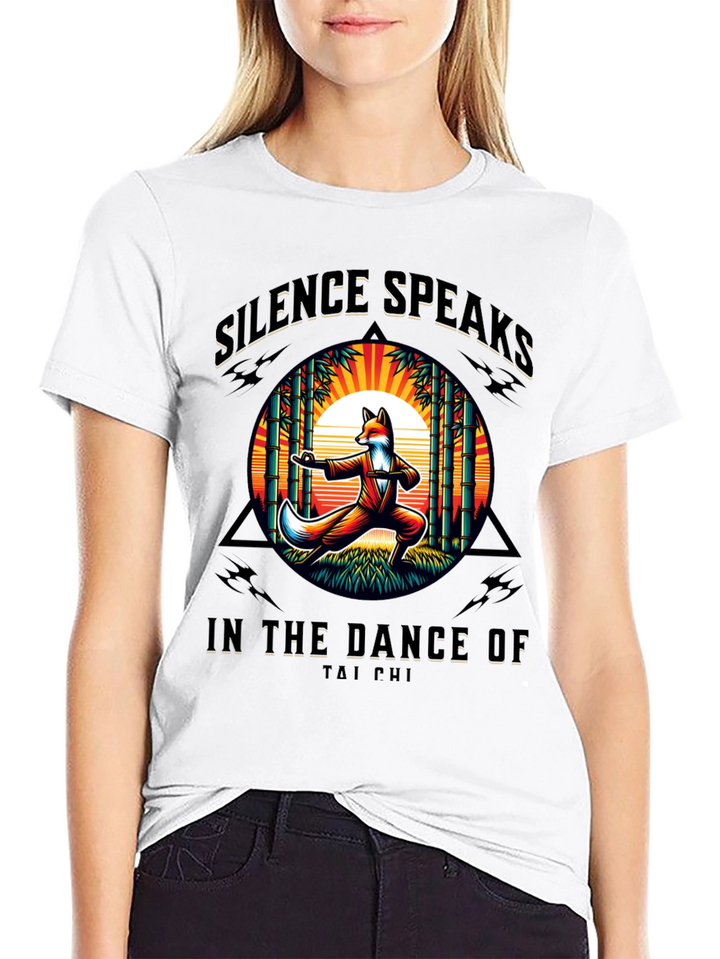 Silence Speaks Tai Chi Fox Graphic T-Shirt