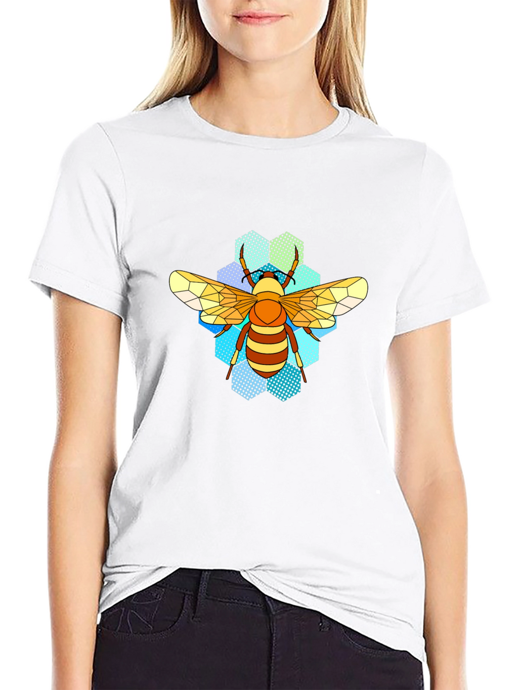 Honeycomb Bee T-Shirt - Geometric Insect Design
