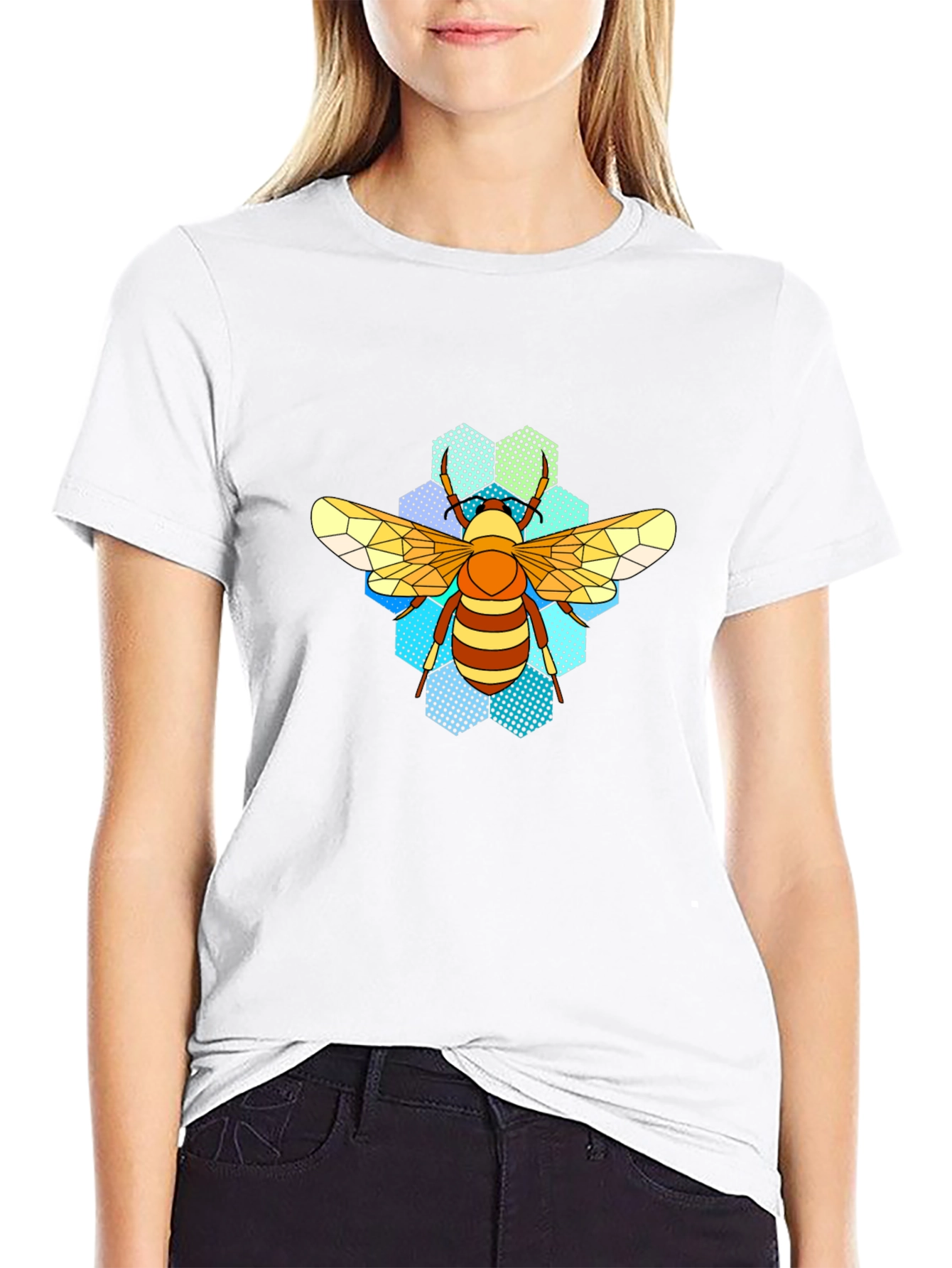 Honeycomb Bee T-Shirt - Geometric Insect Design