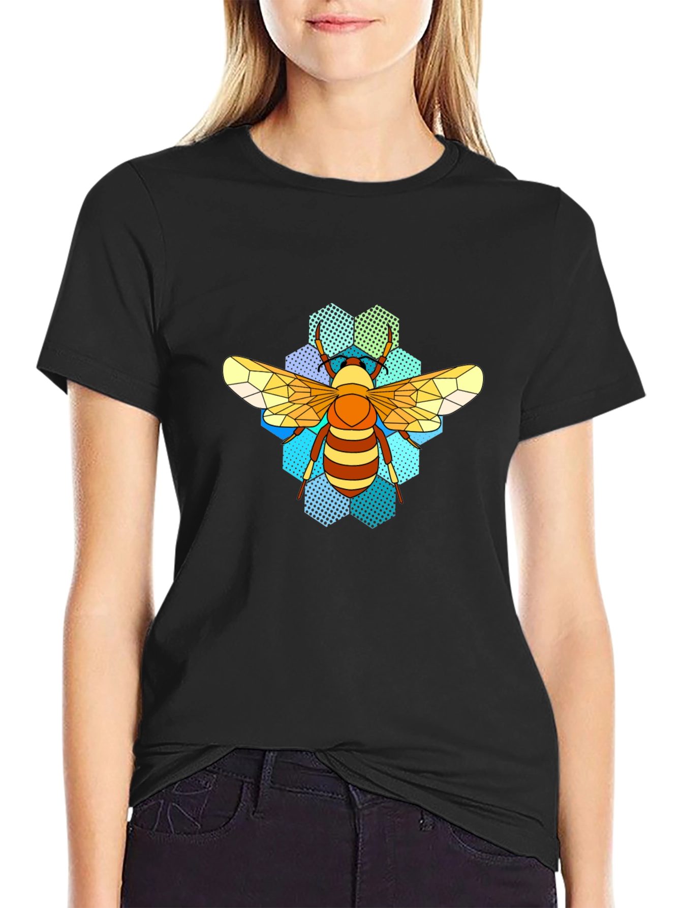 Honeycomb Bee T-Shirt - Geometric Insect Design