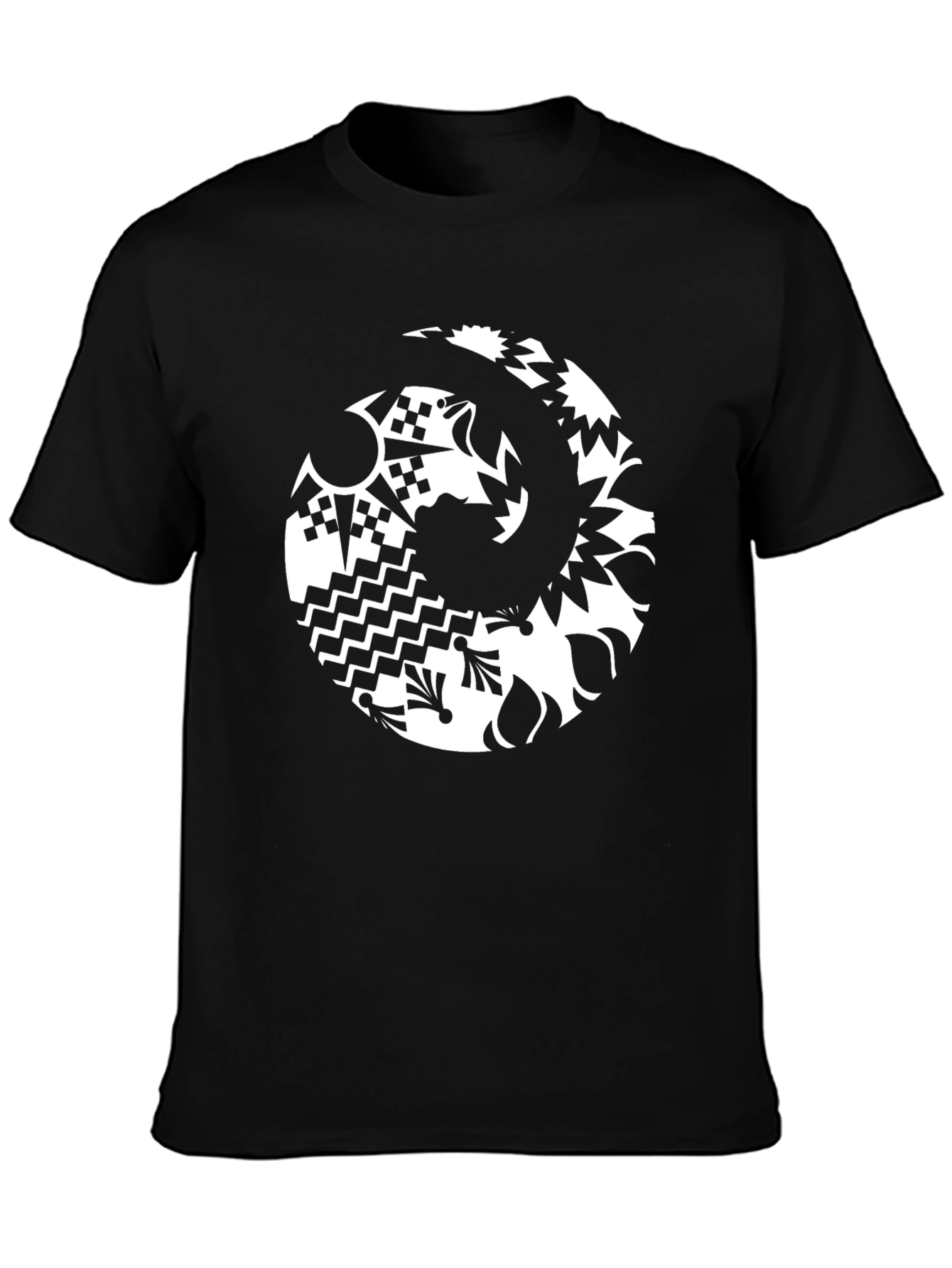 Abstract Graphic Tee - Black Casual Style