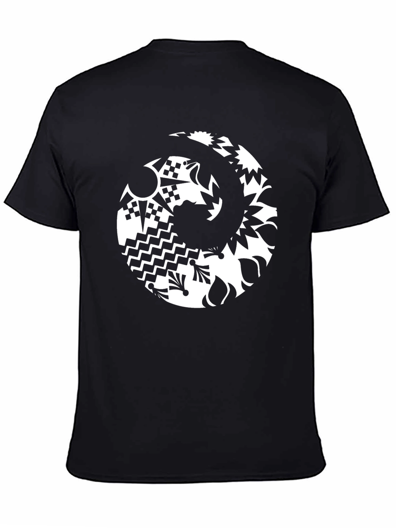Abstract Graphic Tee - Black Casual Style
