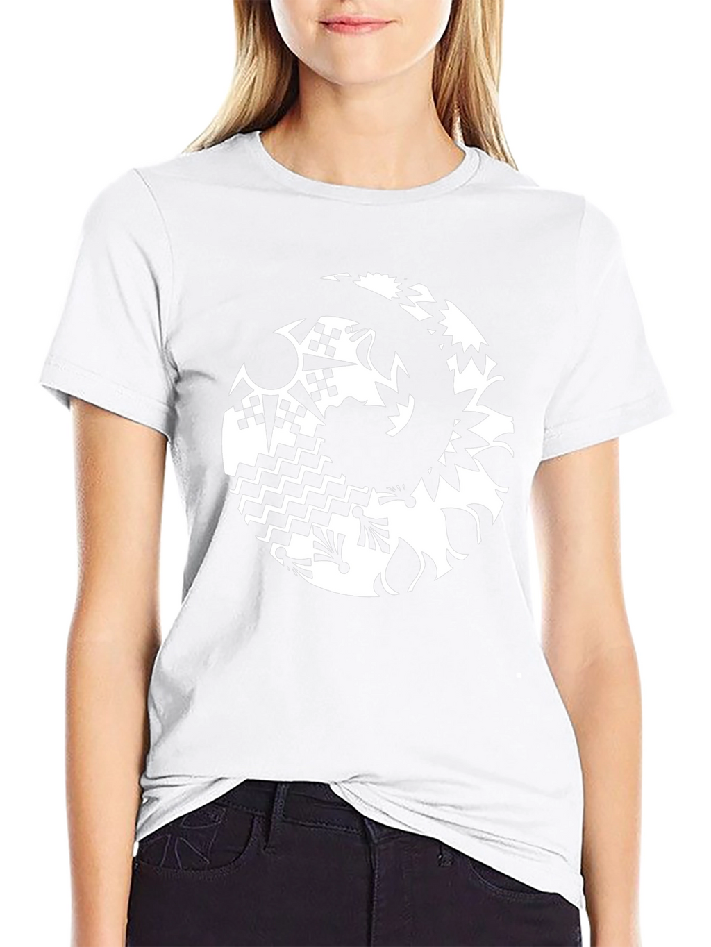 Abstract Graphic Tee - Black Casual Style