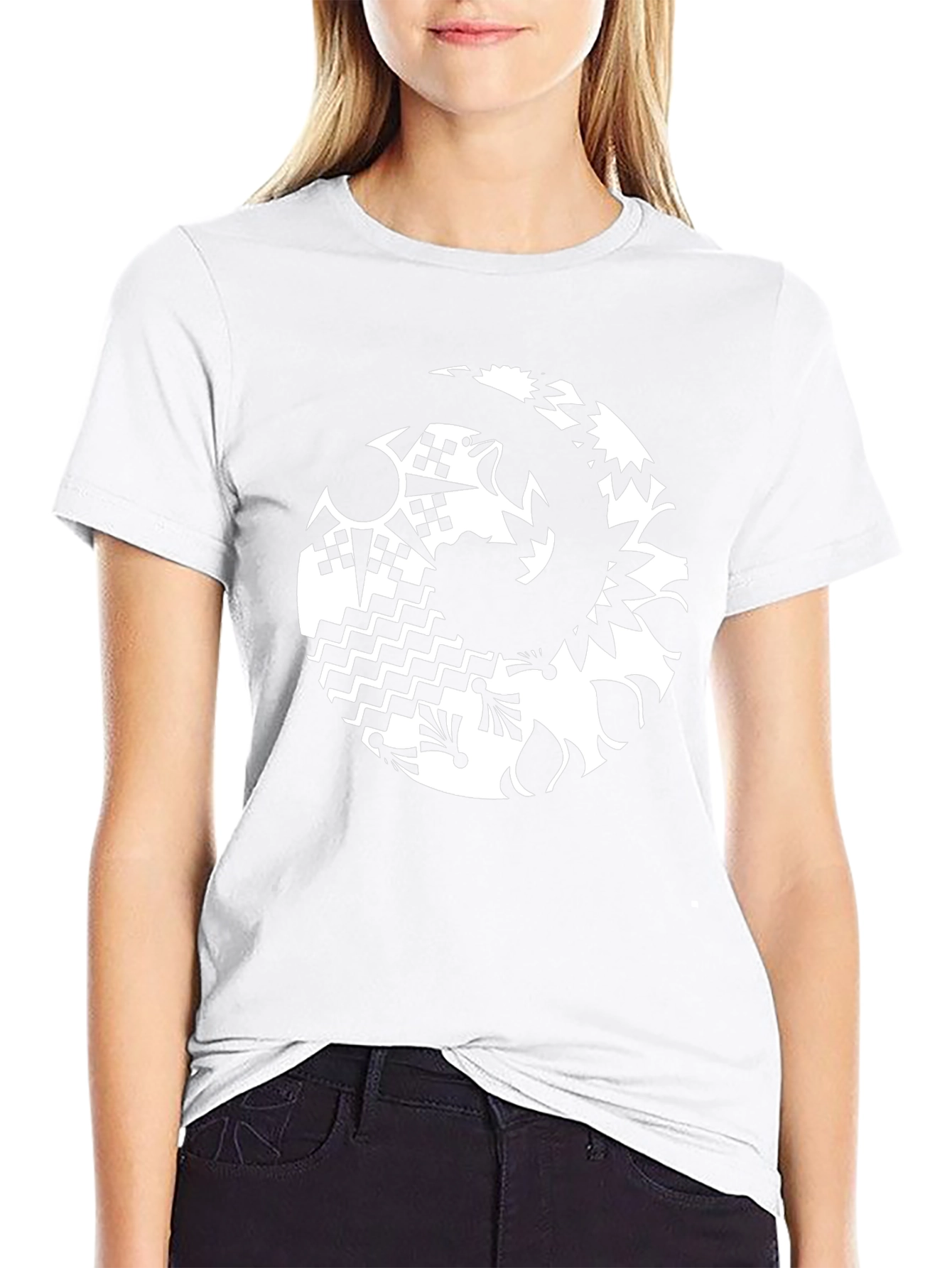Abstract Graphic Tee - Black Casual Style