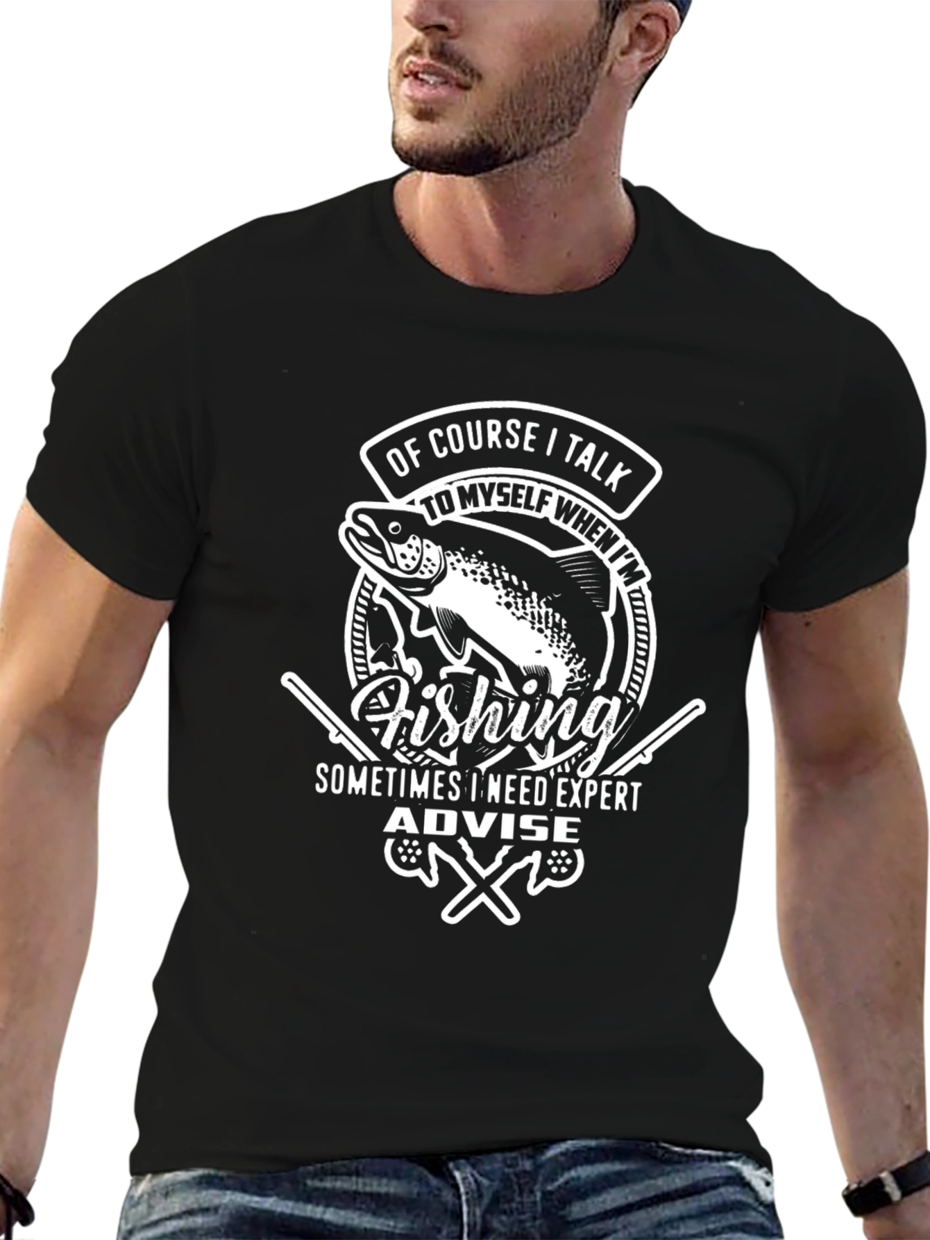 Fishing Expert Black Graphic T-Shirt