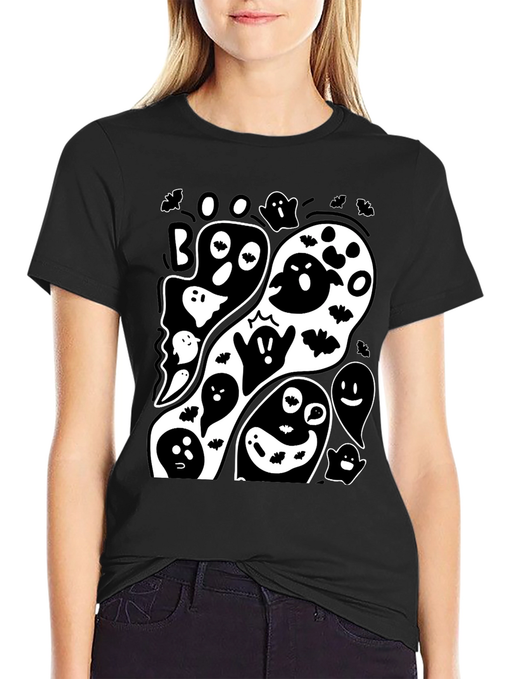Spooky Ghost Graphic Tee - Halloween Fun!