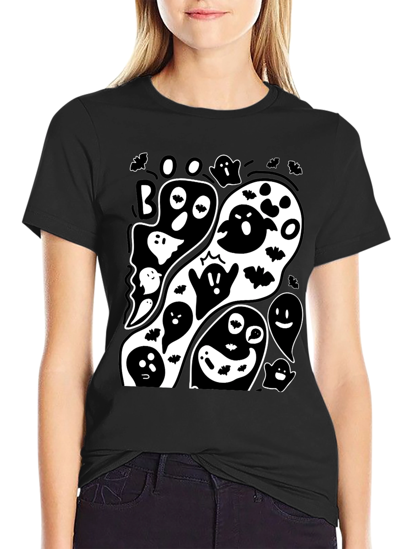 Spooky Ghost Graphic Tee - Halloween Fun!