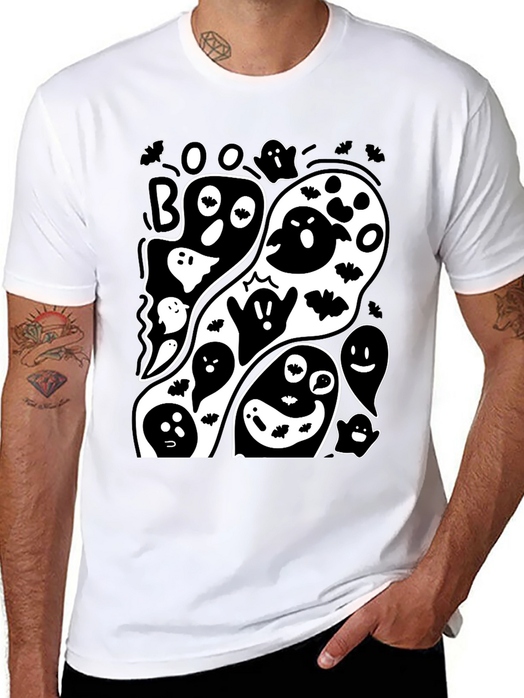 Spooky Ghost Graphic Tee - Halloween Fun!