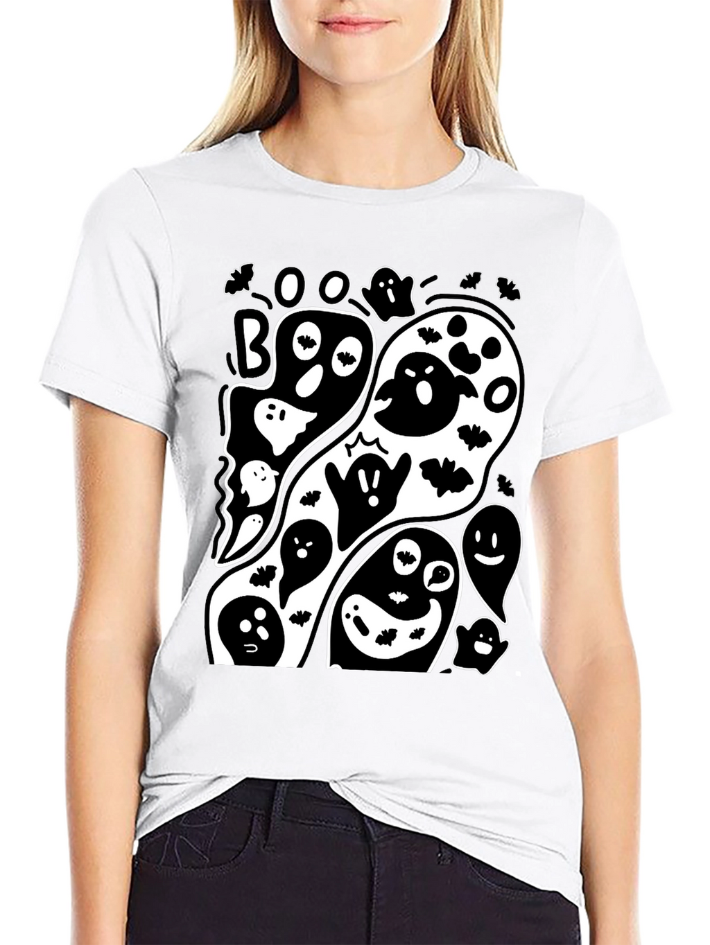 Spooky Ghost Graphic Tee - Halloween Fun!