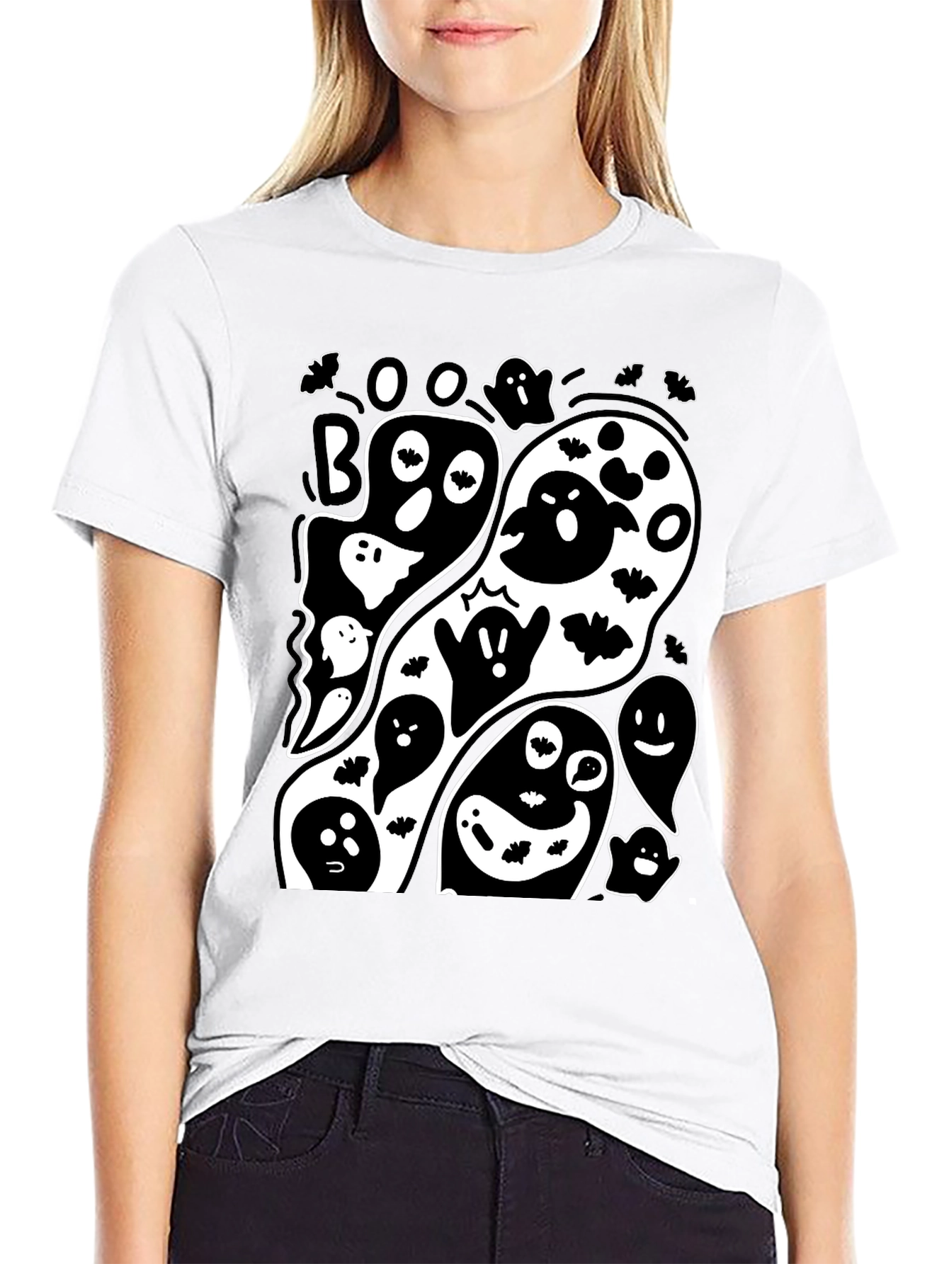Spooky Ghost Graphic Tee - Halloween Fun!