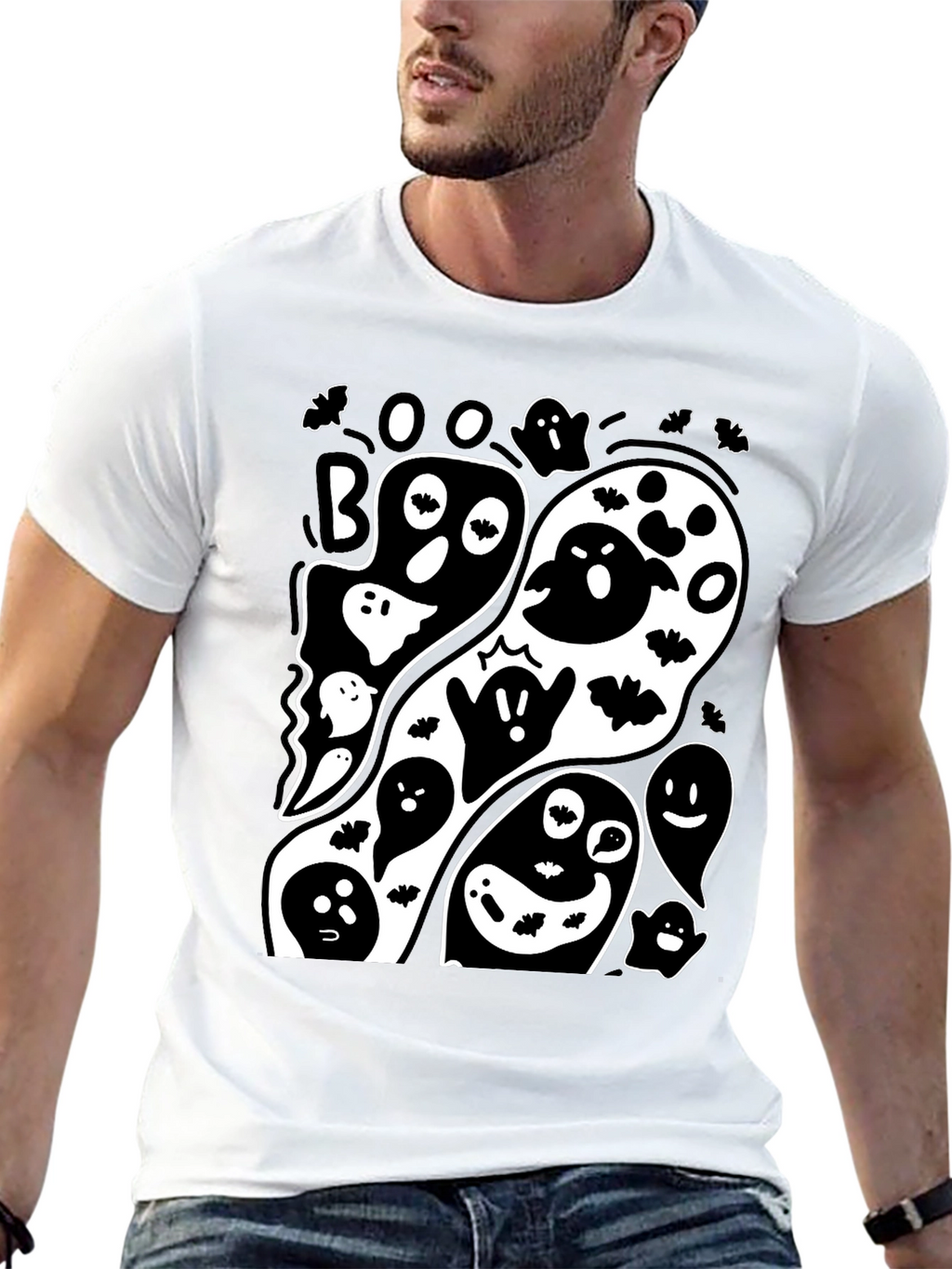 Spooky Ghost Graphic Tee - Halloween Fun!