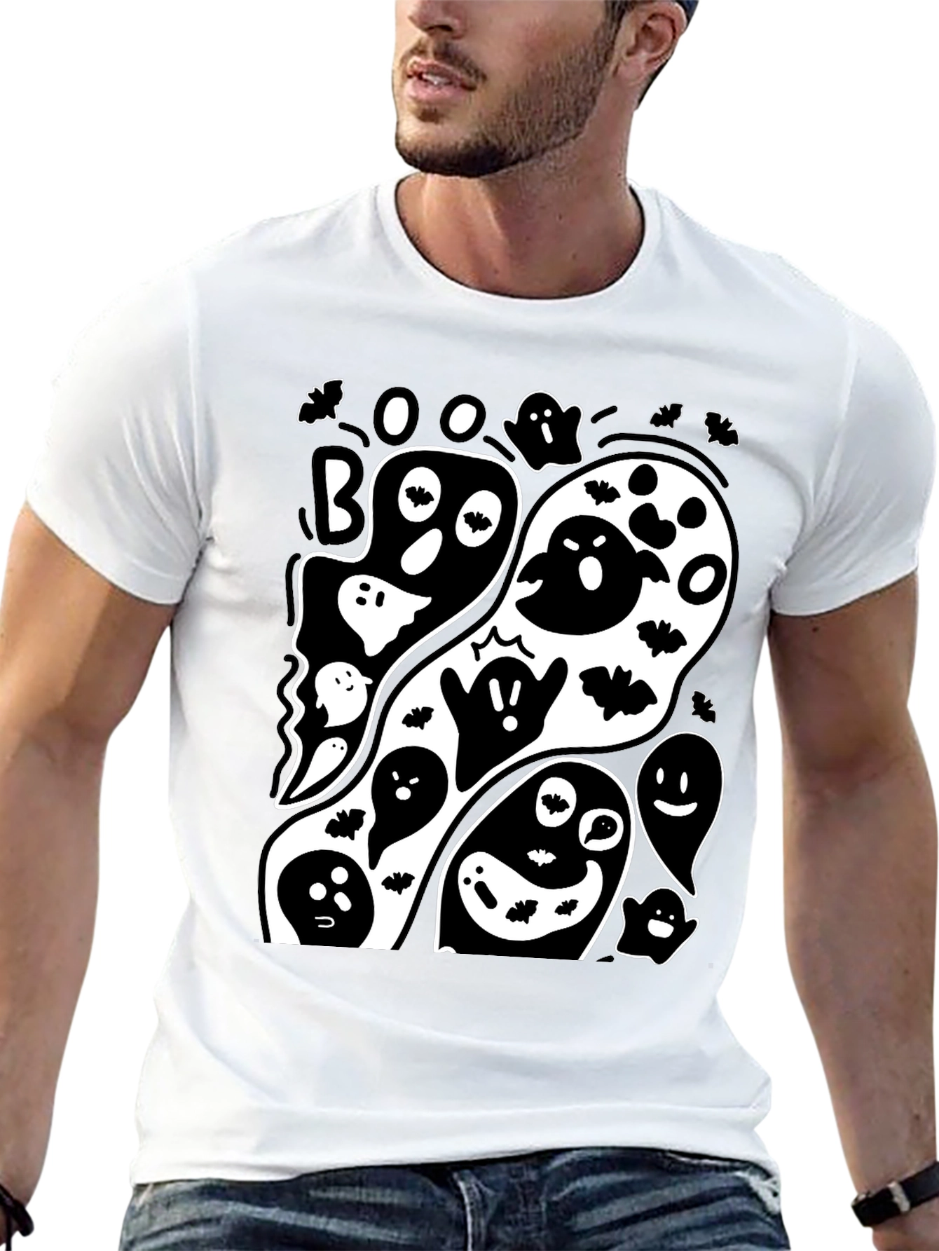 Spooky Ghost Graphic Tee - Halloween Fun!