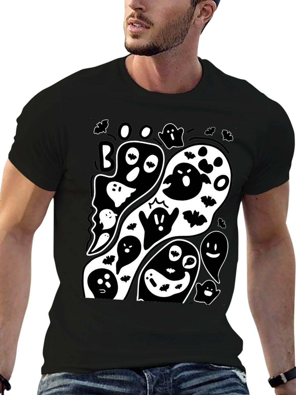 Spooky Ghost Graphic Tee - Halloween Fun!