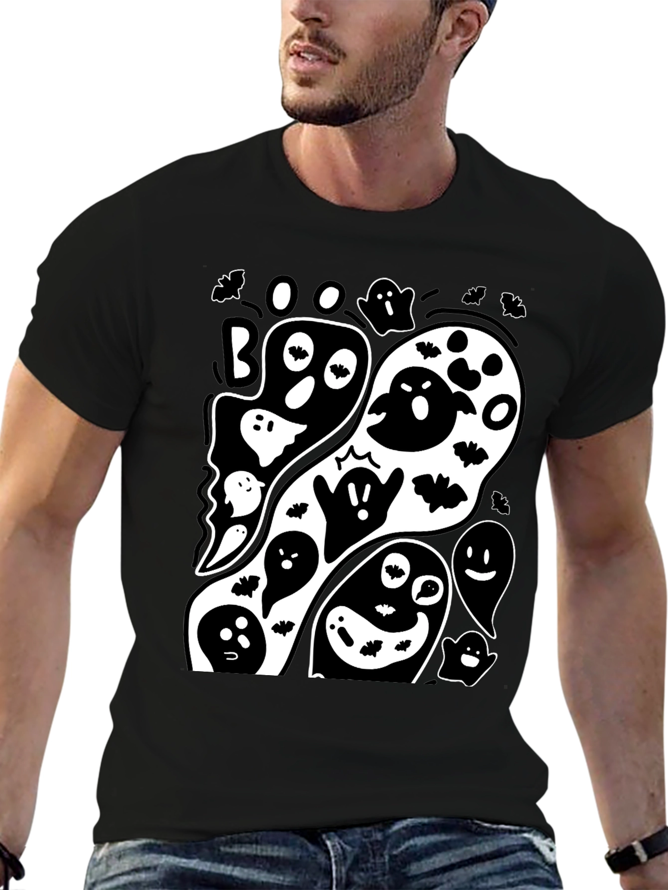 Spooky Ghost Graphic Tee - Halloween Fun!