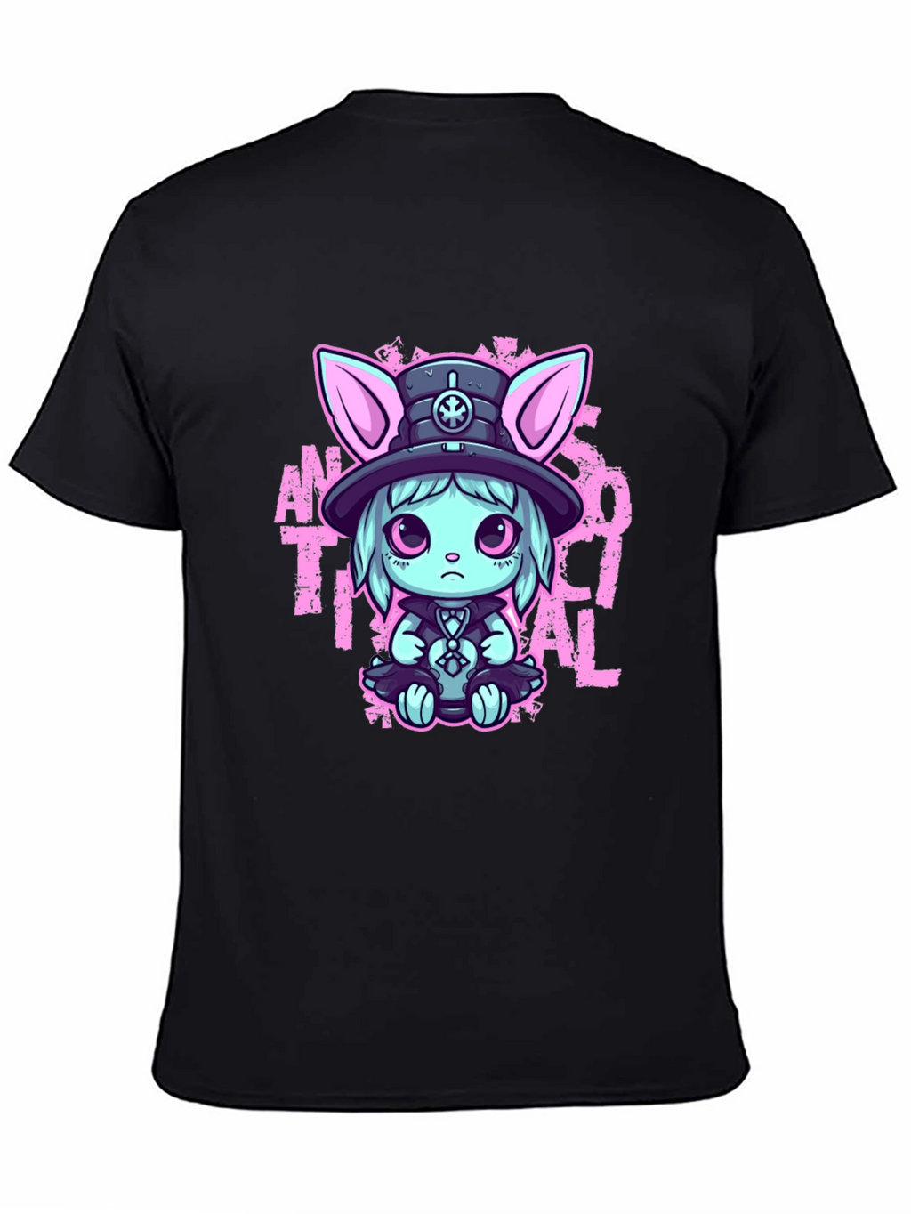 Cute Goth Rabbit T-Shirt - Antisocial Design