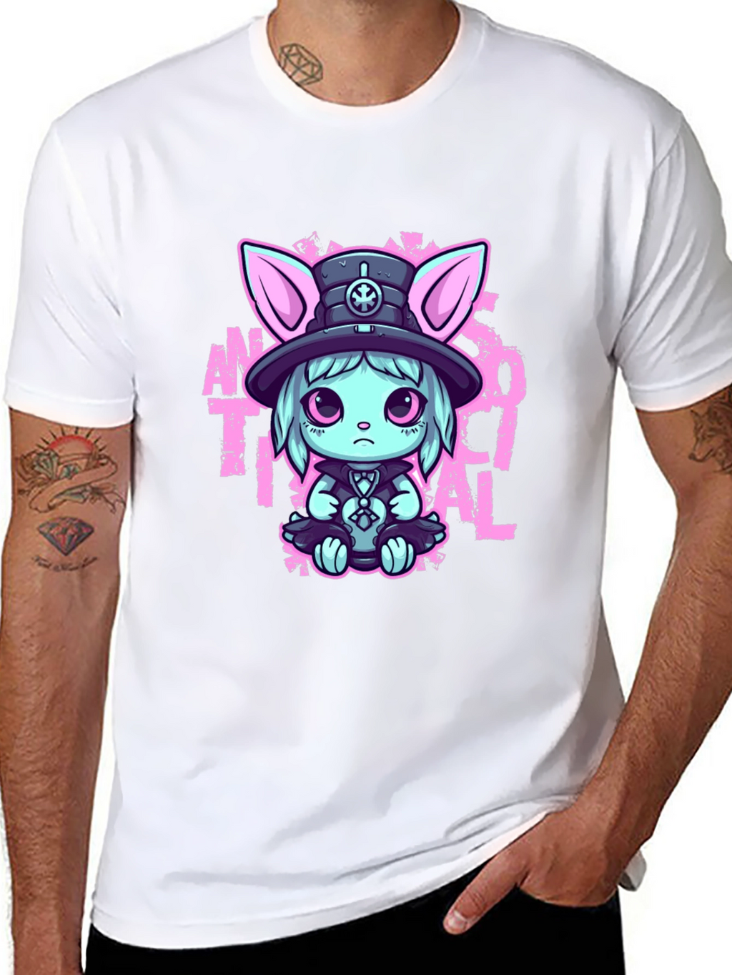 Cute Goth Rabbit T-Shirt - Antisocial Design