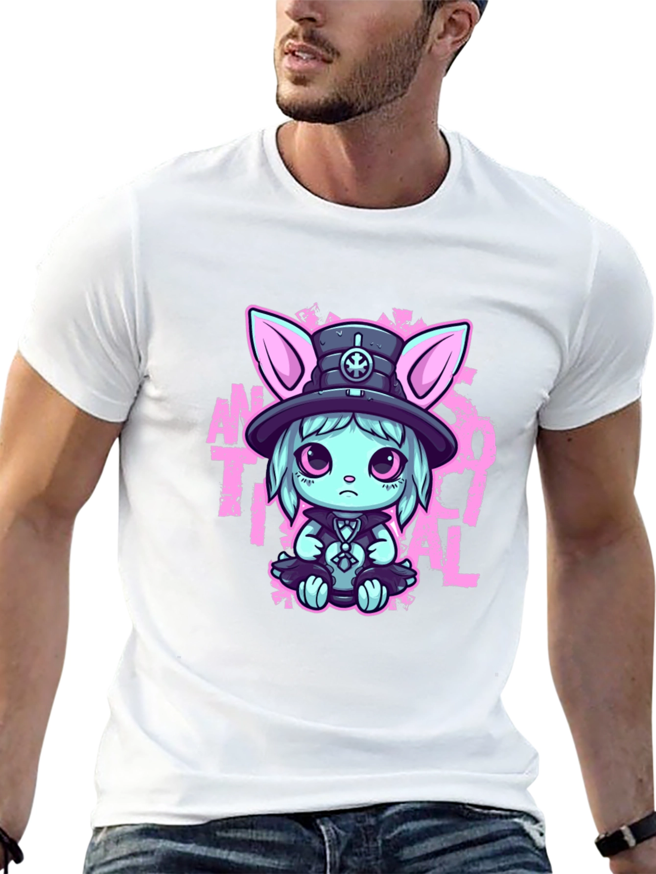 Cute Goth Rabbit T-Shirt - Antisocial Design