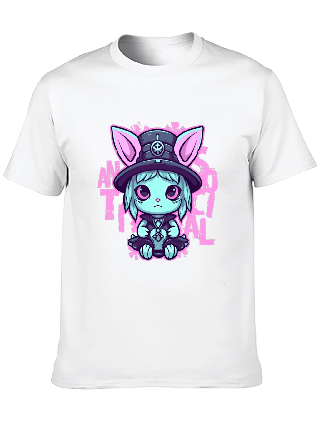 Cute Goth Rabbit T-Shirt - Antisocial Design