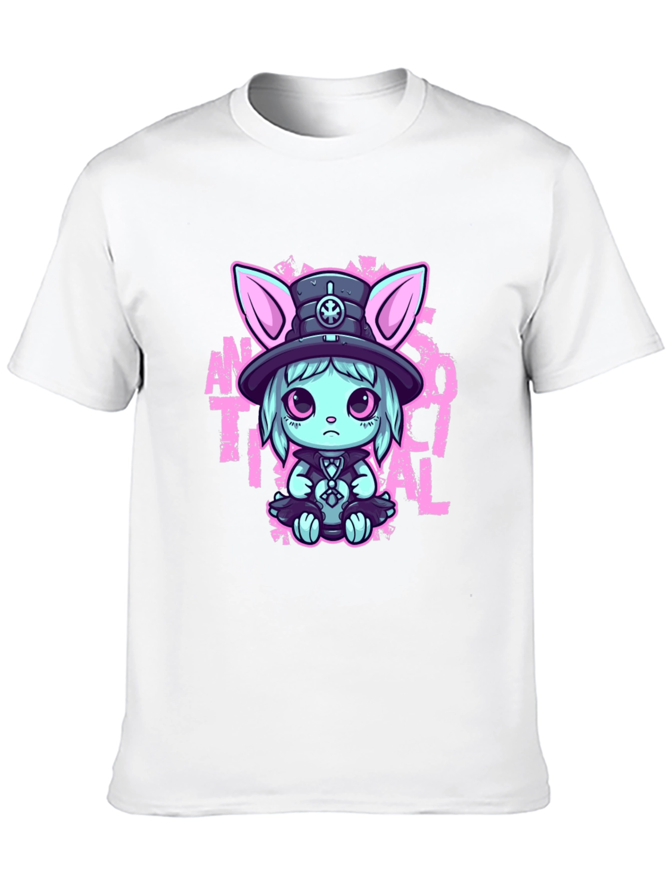Cute Goth Rabbit T-Shirt - Antisocial Design