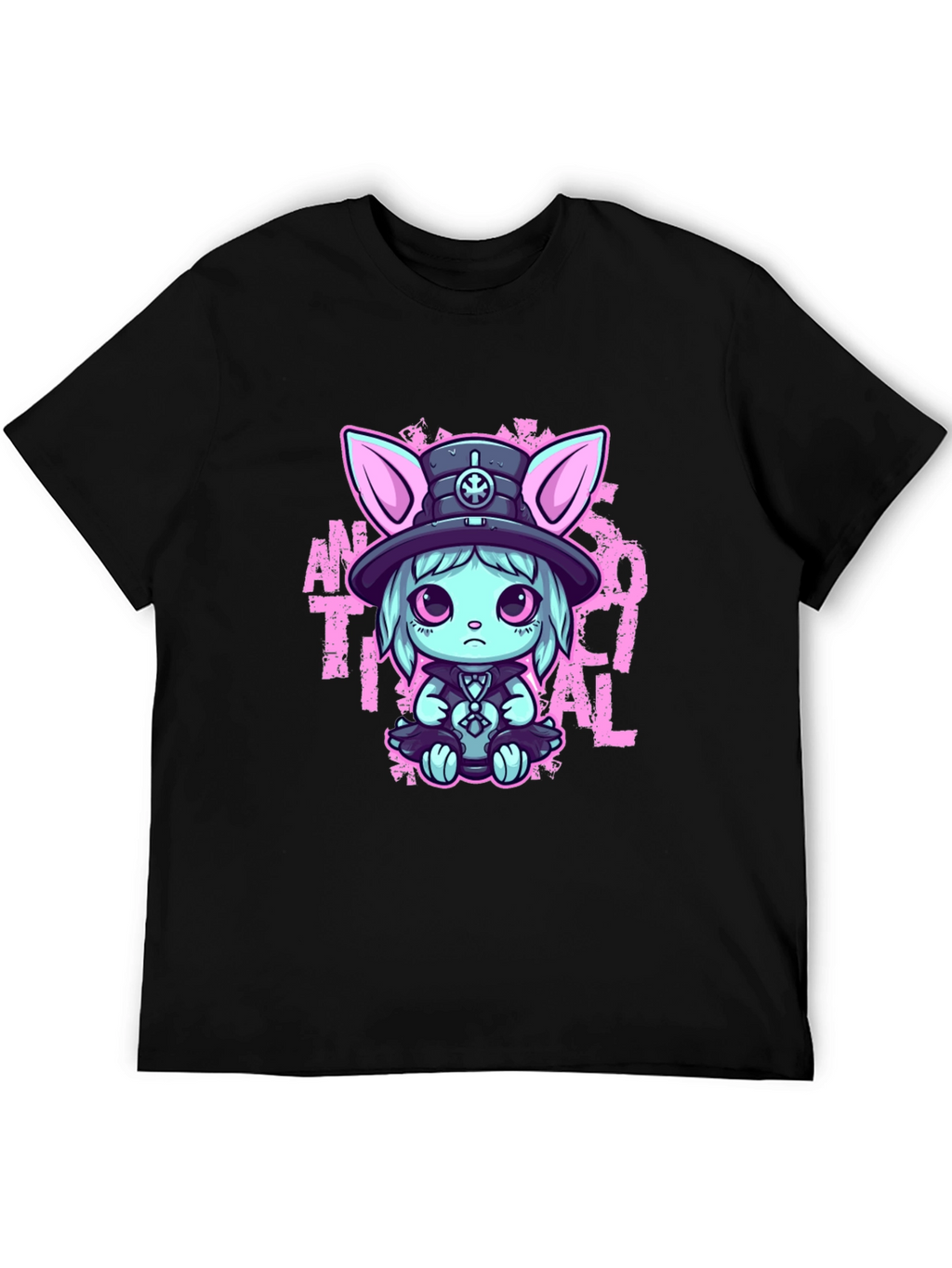 Cute Goth Rabbit T-Shirt - Antisocial Design