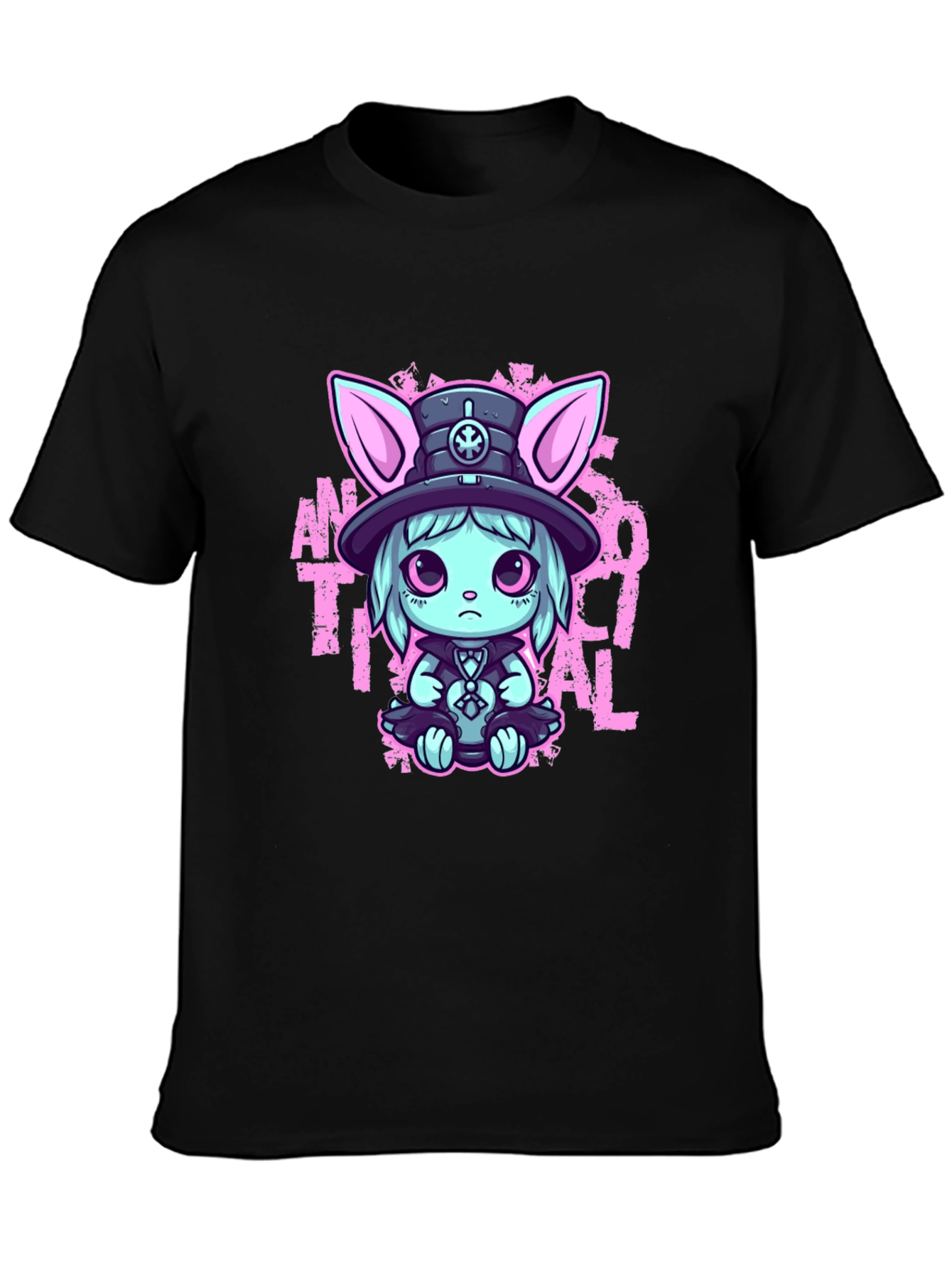Cute Goth Rabbit T-Shirt - Antisocial Design