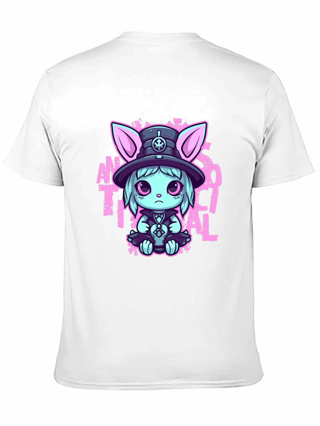 Cute Goth Rabbit T-Shirt - Antisocial Design