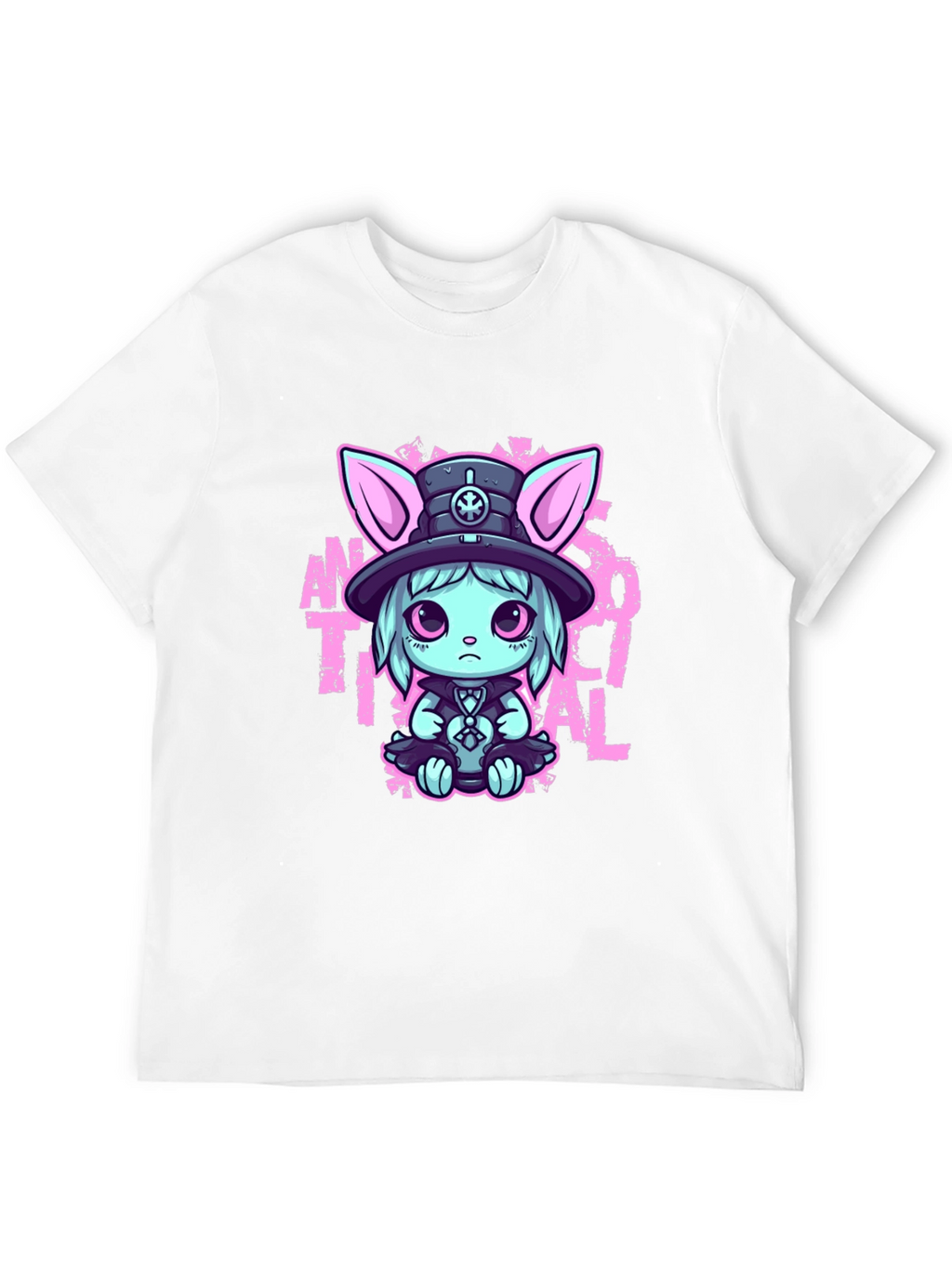 Cute Goth Rabbit T-Shirt - Antisocial Design