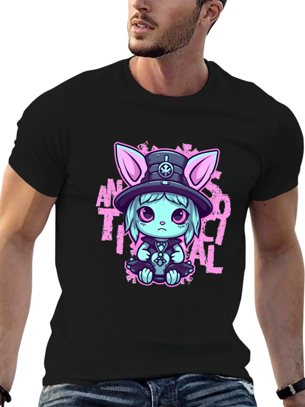 Cute Goth Rabbit T-Shirt - Antisocial Design