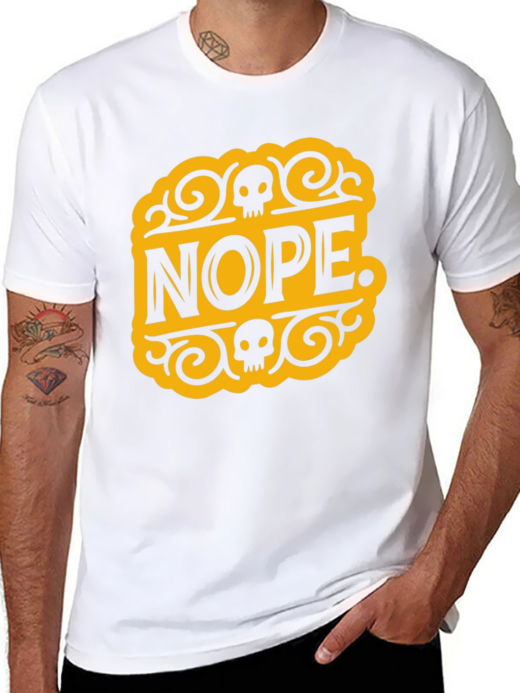 Nope Skull Graphic T-Shirt - Black Cotton Tee
