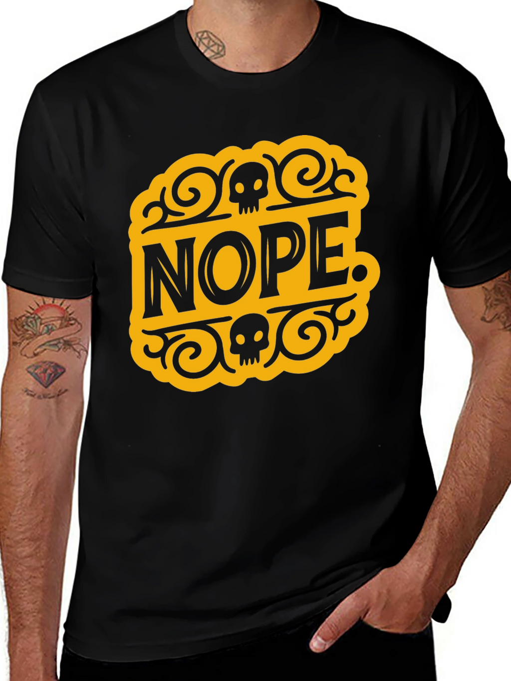 Nope Skull Graphic T-Shirt - Black Cotton Tee