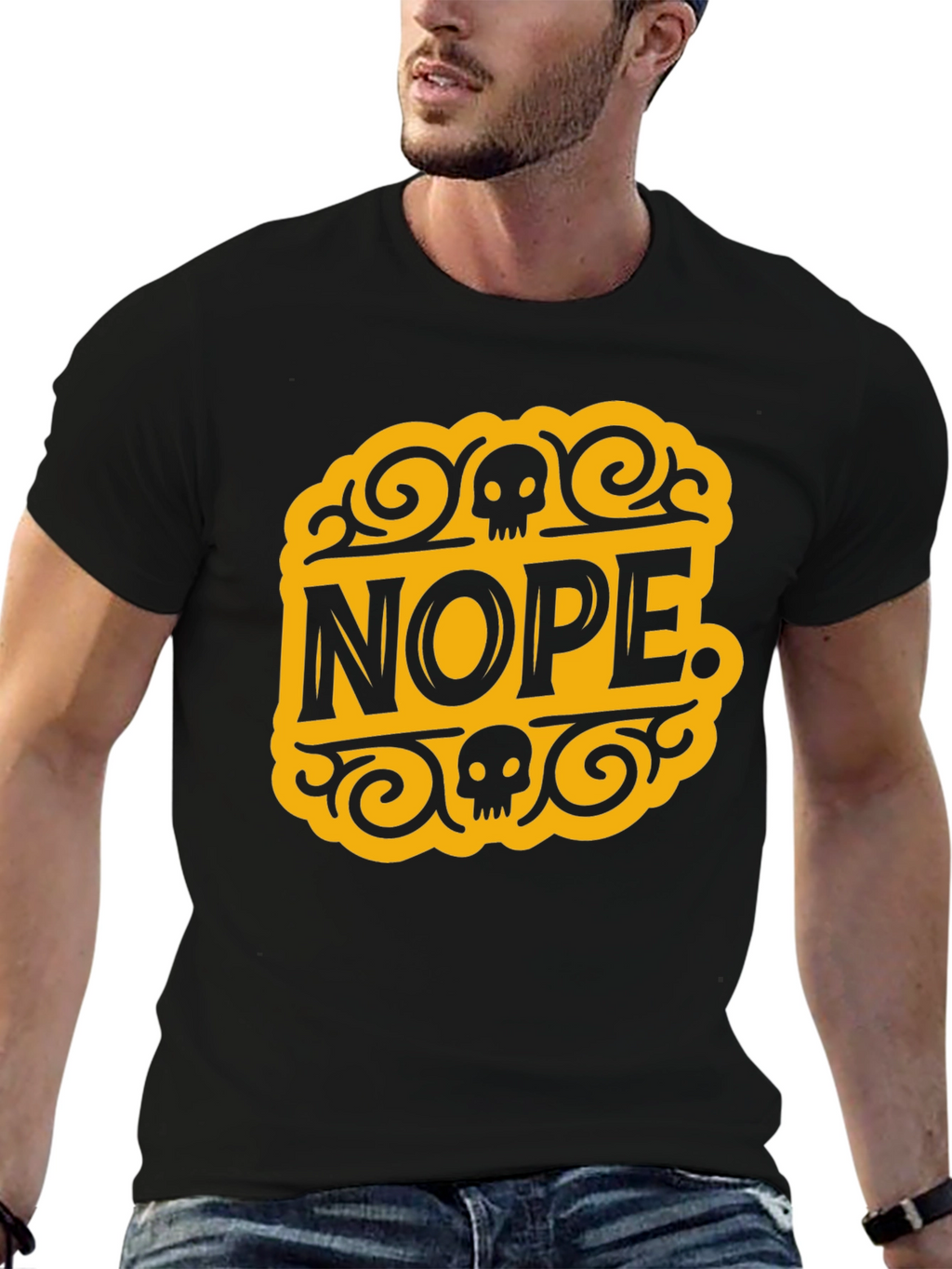 Nope Skull Graphic T-Shirt - Black Cotton Tee