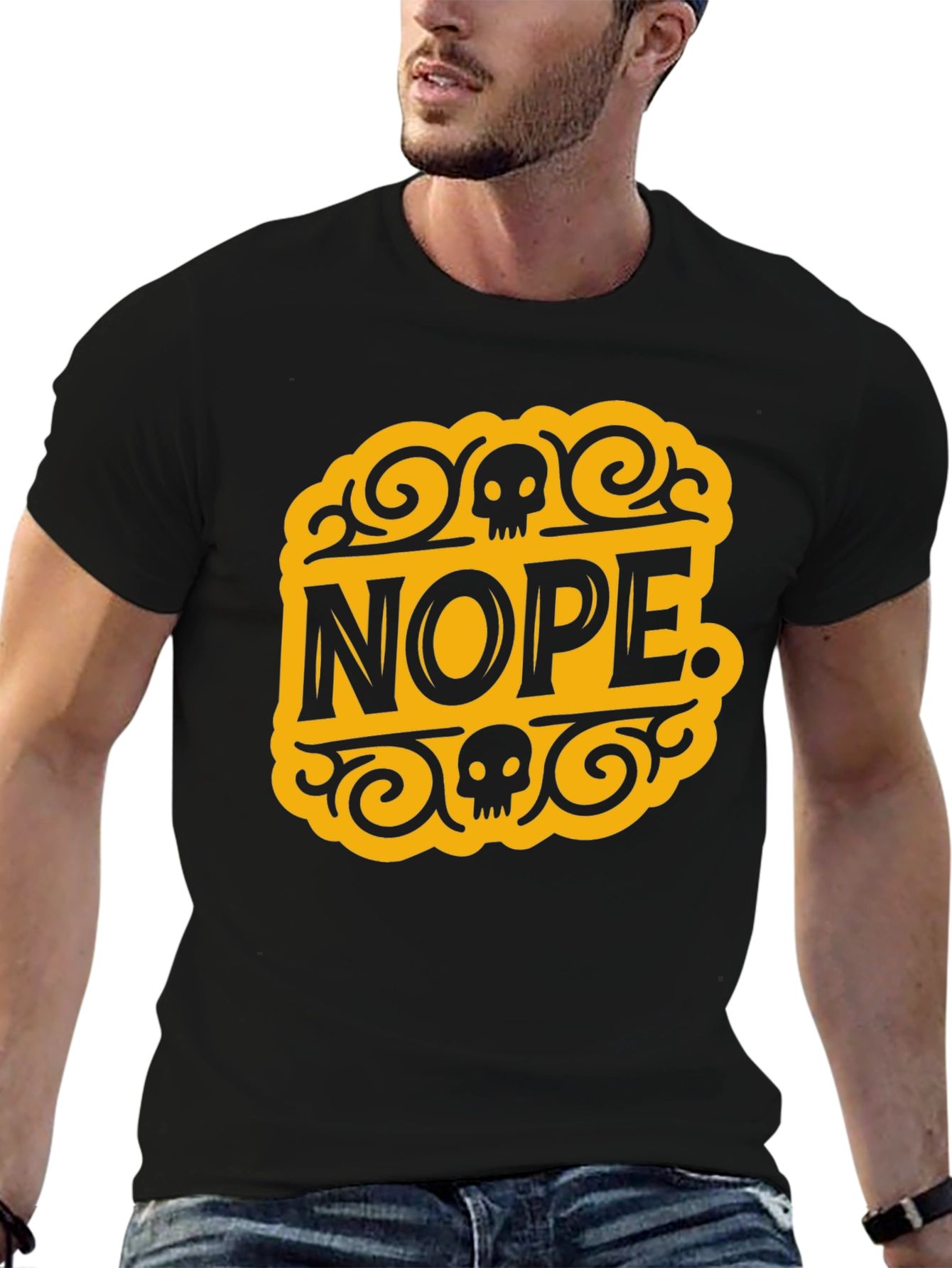 Nope Skull Graphic T-Shirt - Black Cotton Tee
