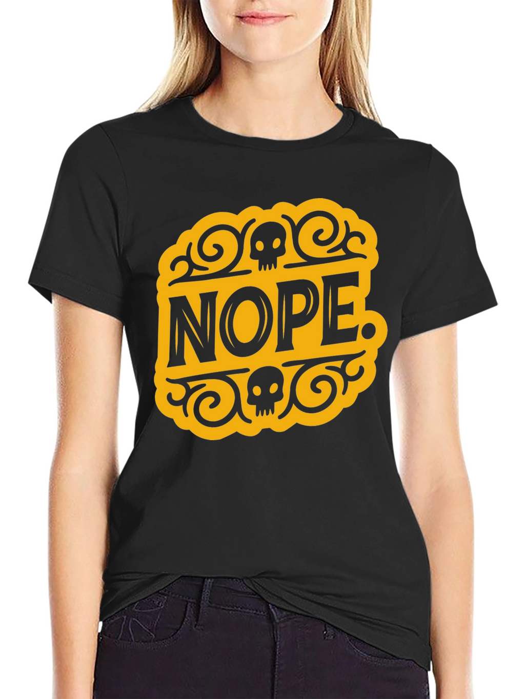Nope Skull Graphic T-Shirt - Black Cotton Tee