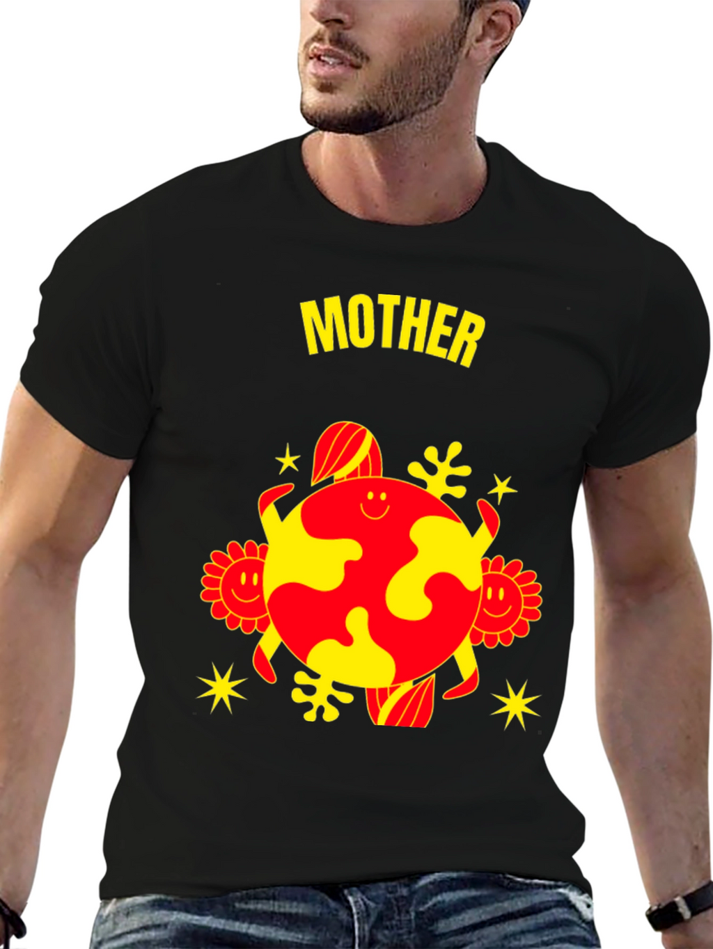 Mother Earth Graphic Tee - Black Cotton Blend