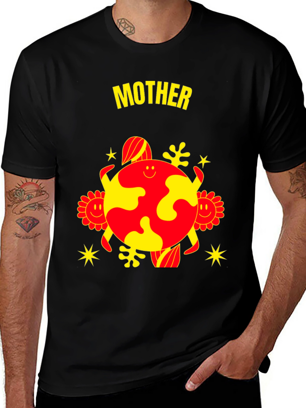 Mother Earth Graphic Tee - Black Cotton Blend
