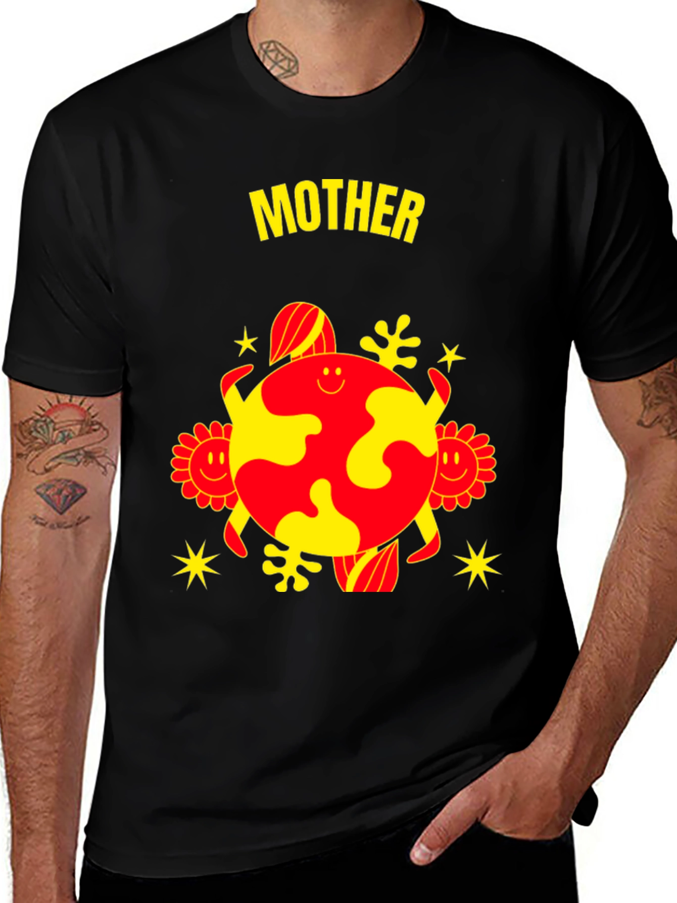 Mother Earth Graphic Tee - Black Cotton Blend