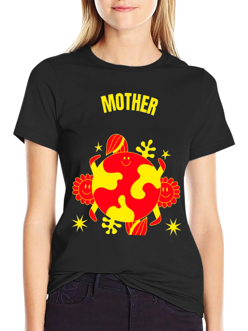Mother Earth Graphic Tee - Black Cotton Blend