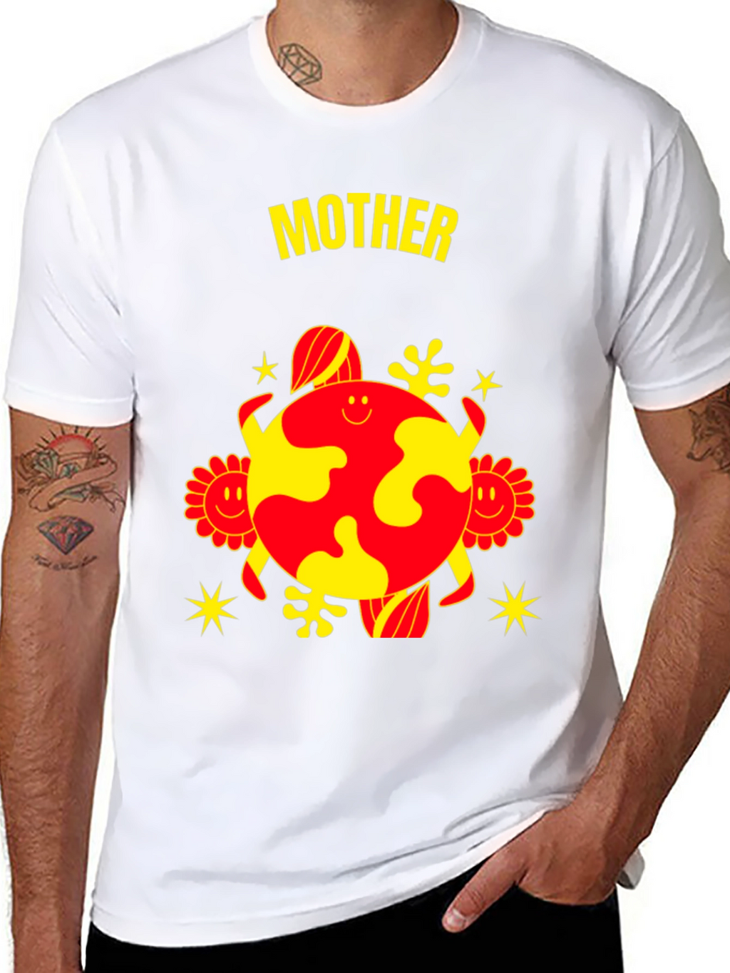 Mother Earth Graphic Tee - Black Cotton Blend