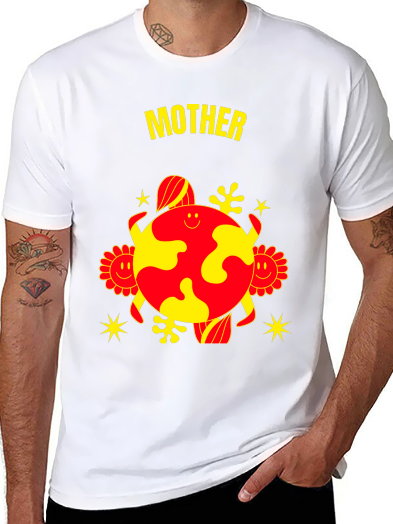 Mother Earth Graphic Tee - Black Cotton Blend