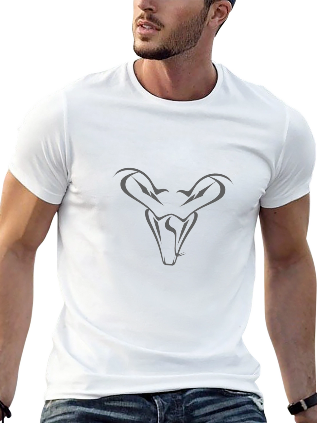 Mens Black T-Shirt with Snake Design