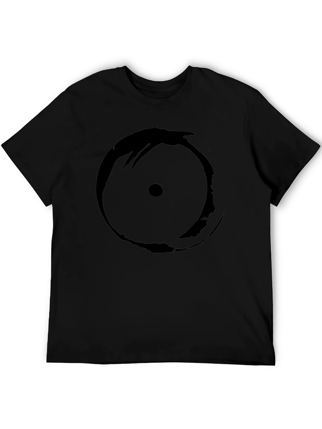 Mens Black T-Shirt with Abstract Circle Design