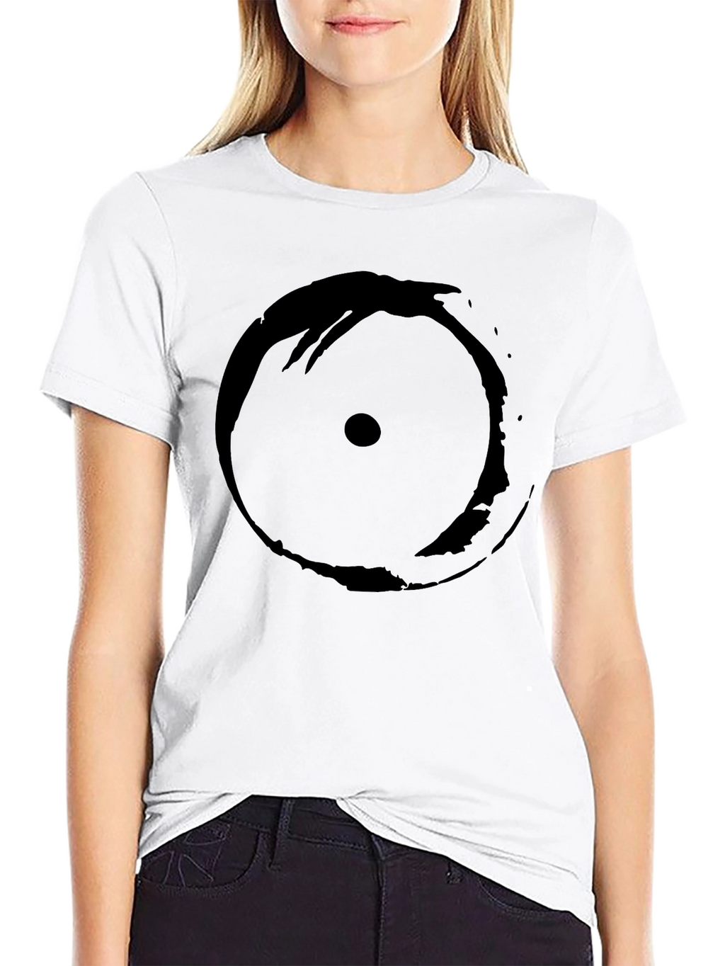Mens Black T-Shirt with Abstract Circle Design