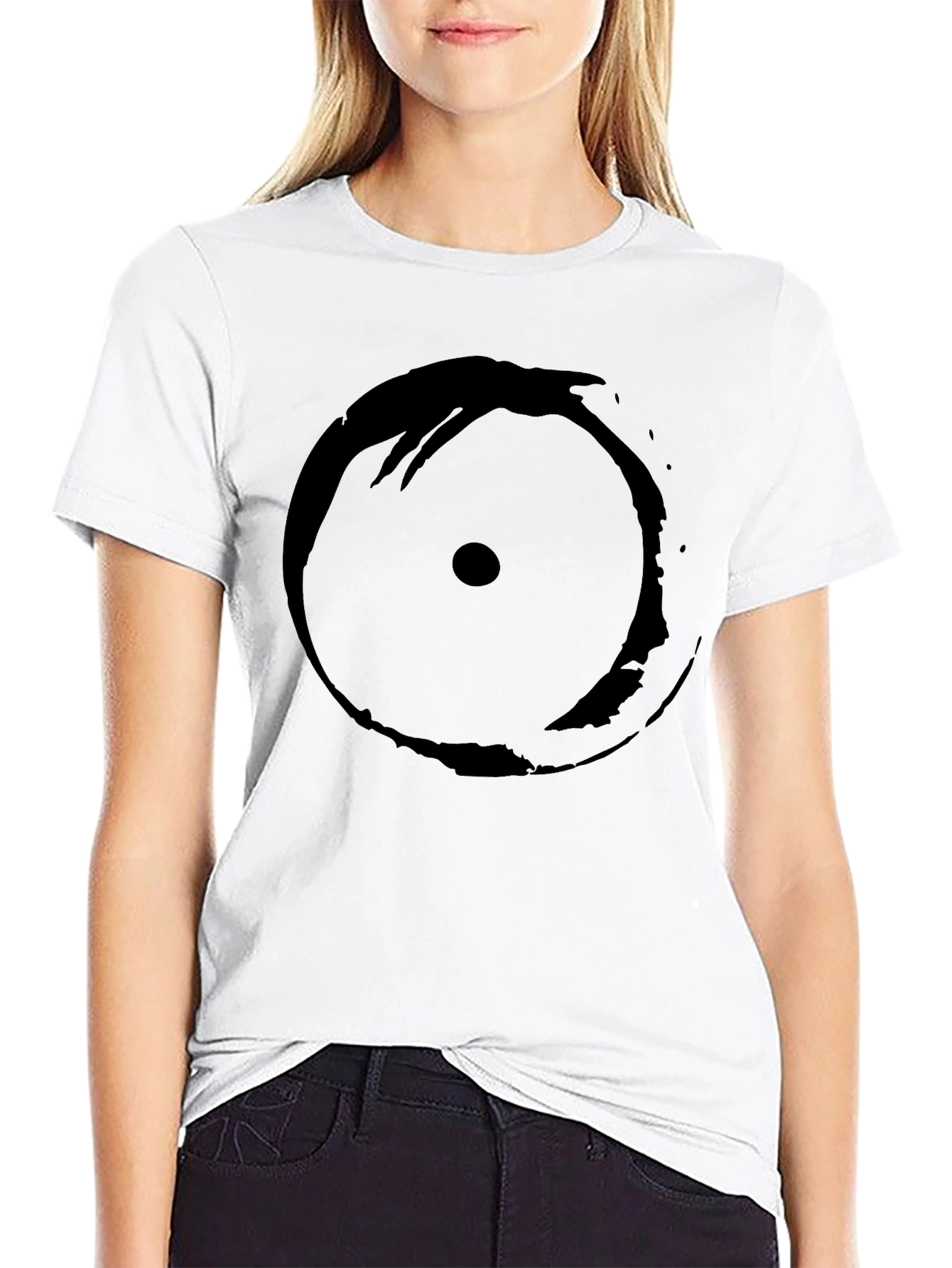 Mens Black T-Shirt with Abstract Circle Design