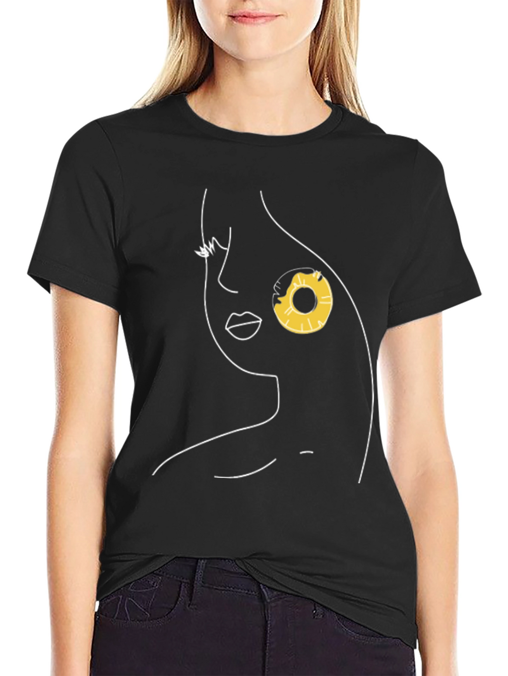 Minimalist Woman Pineapple Graphic Tee