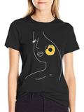 Minimalist Woman Pineapple Graphic Tee