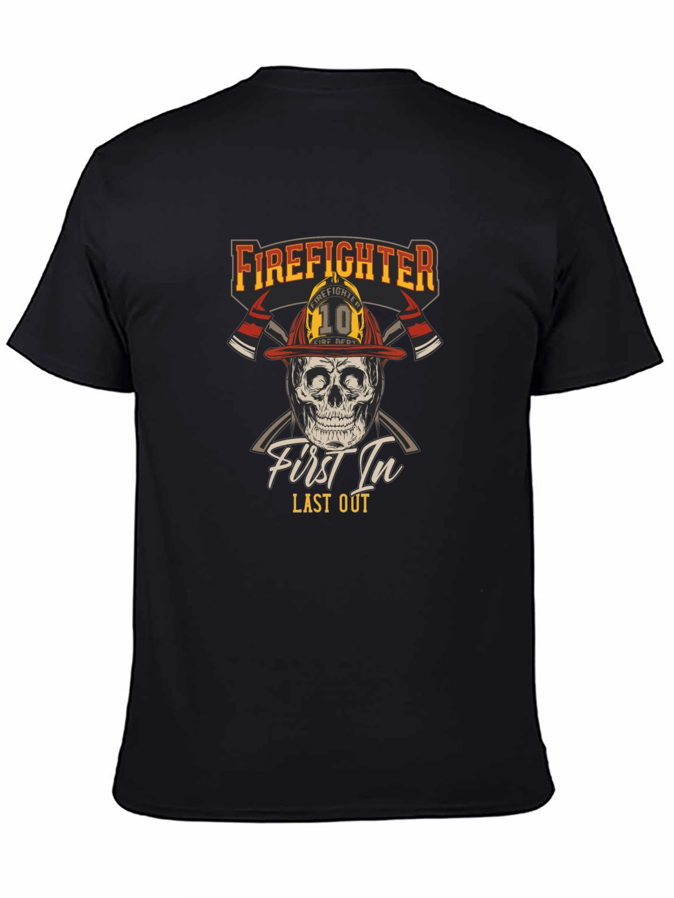 Firefighter Skull T-Shirt - First In Last Out Graphic Tee