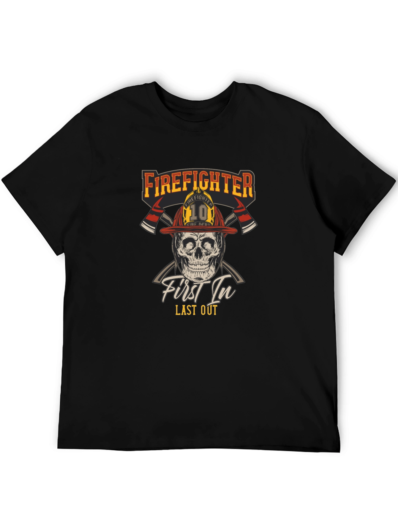 Firefighter Skull T-Shirt - First In Last Out Graphic Tee