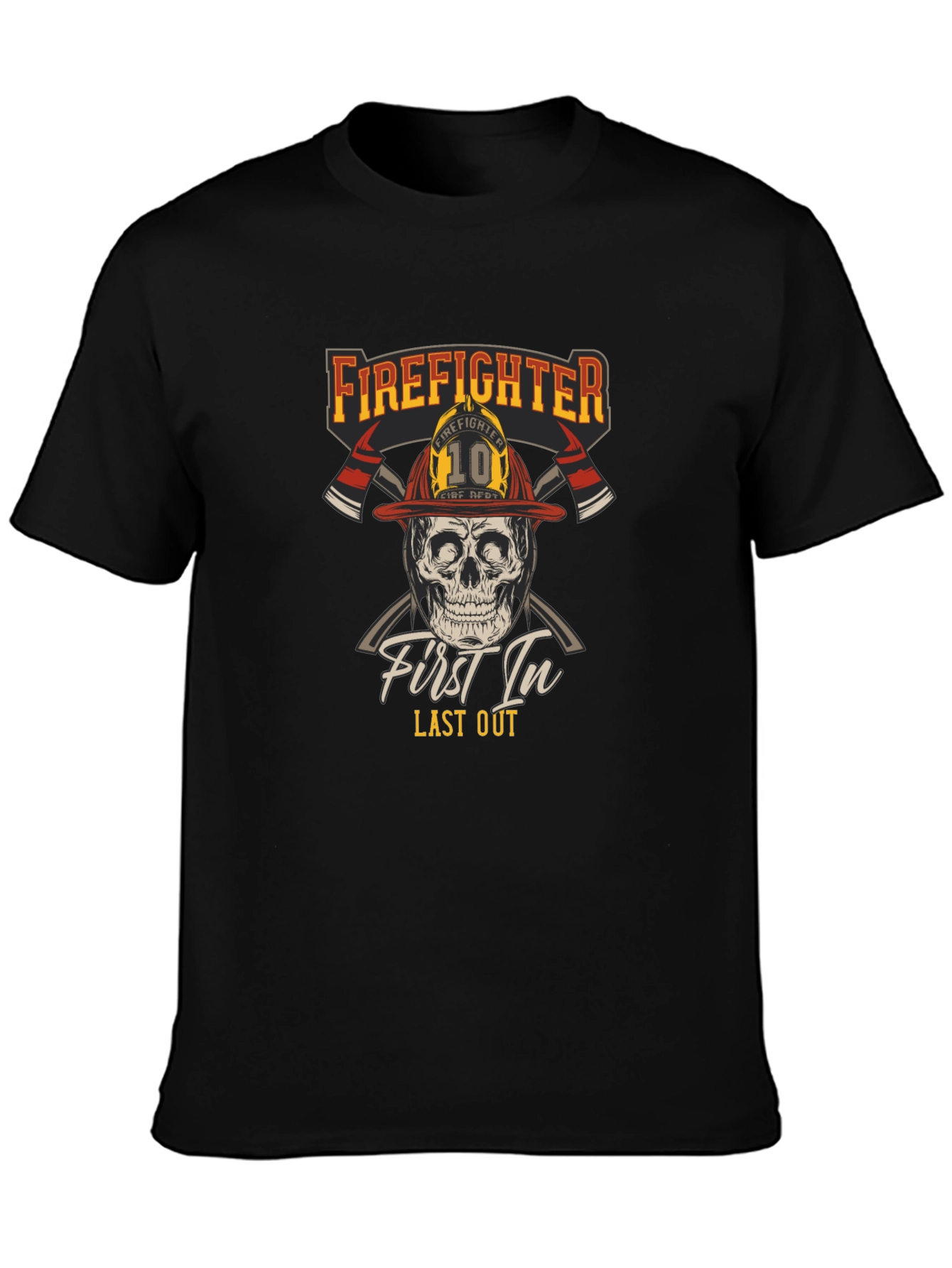 Firefighter Skull T-Shirt - First In Last Out Graphic Tee