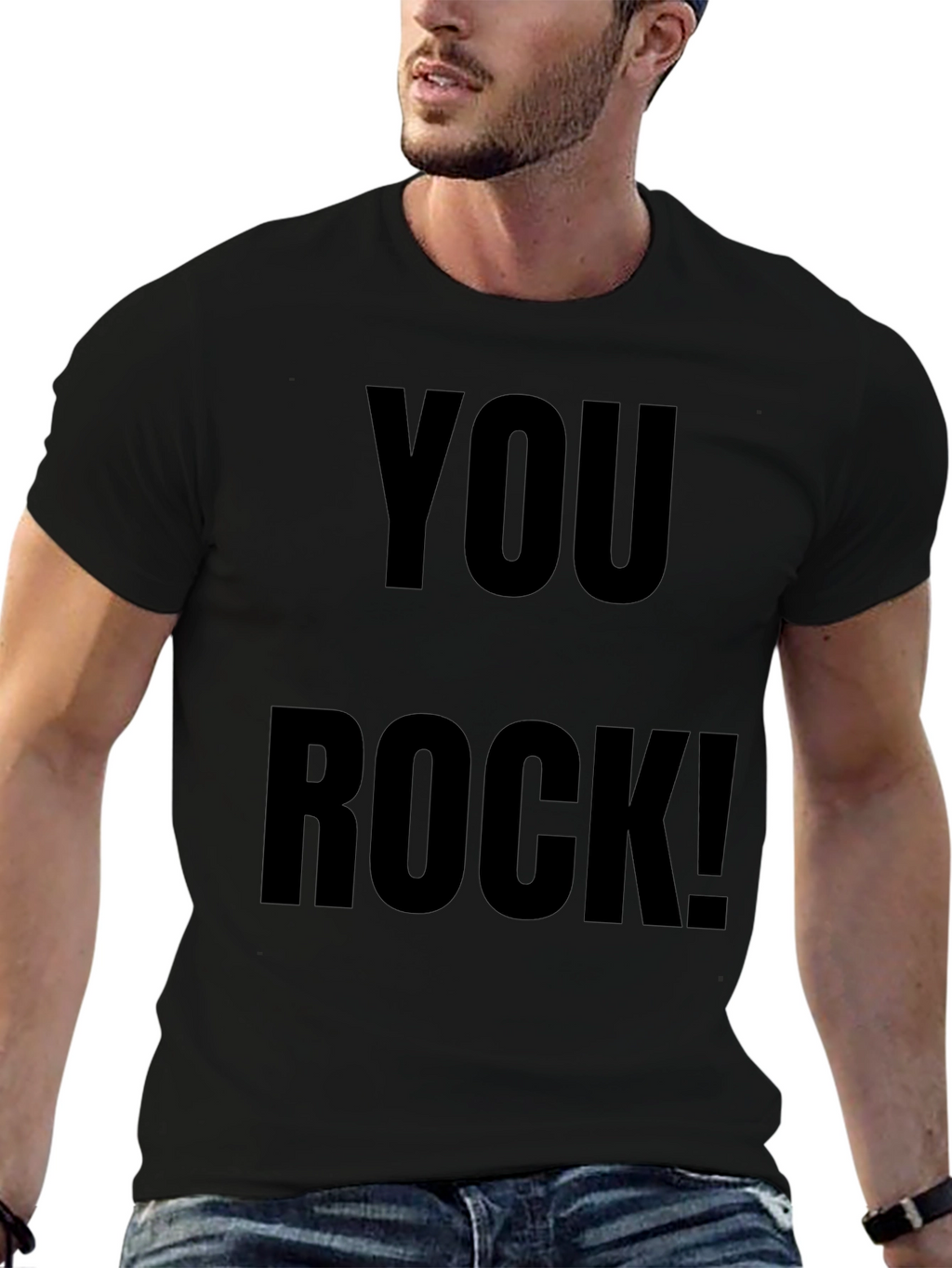 You Rock! Graphic Tee - Trendy Black Cotton T-Shirt