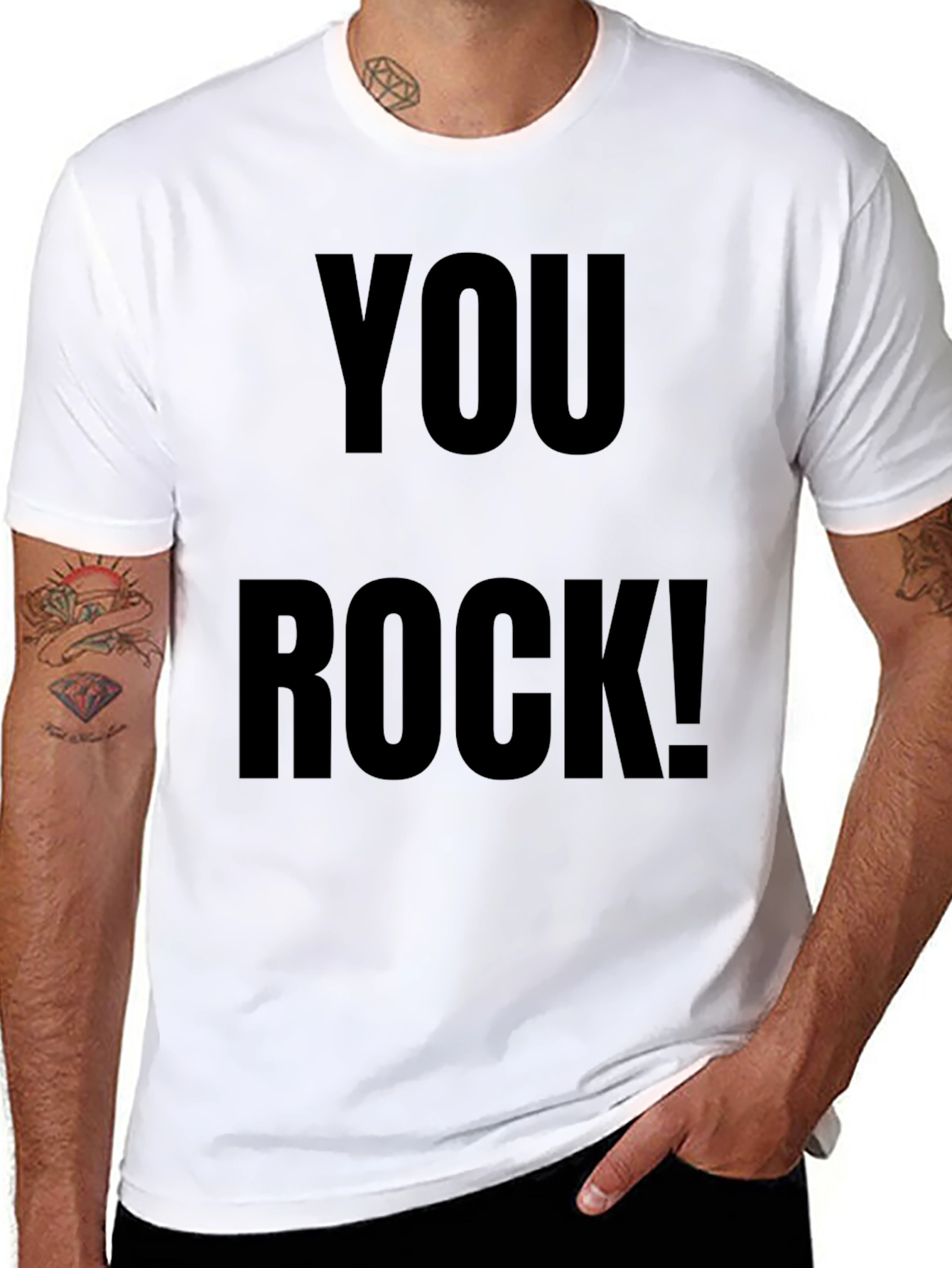 You Rock! Graphic Tee - Trendy Black Cotton T-Shirt